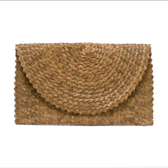Bali Handbags - COPY - Bali Harvest Straw Clutch Purse - Brown